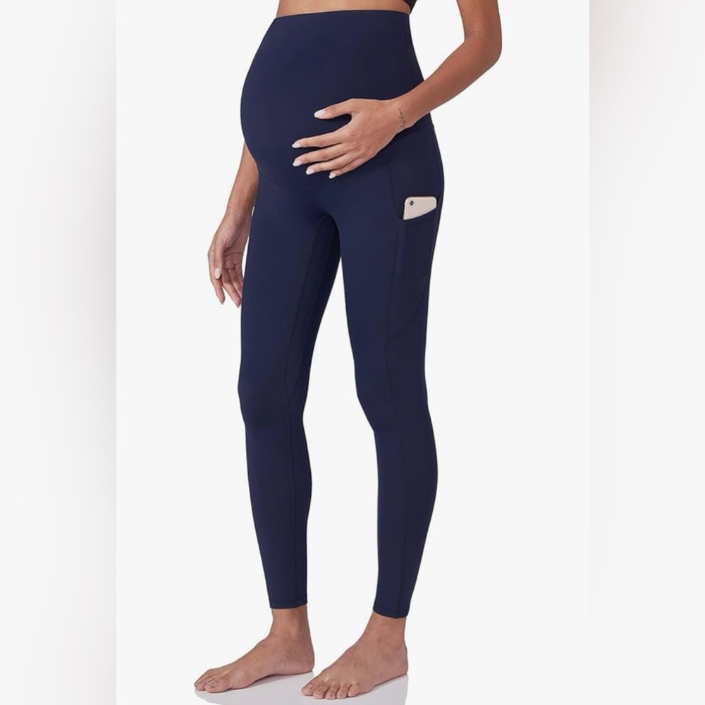 High-Waist Navy Maternity Leggings
